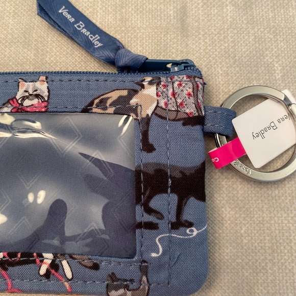Vera Bradley Zip ID Case with Key Ring in Cats Meow.  NEW - Picture 4 of 6